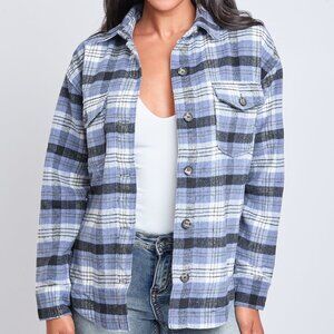YMI Jeanswear Long Sleeve Plaid Shacket  NWT- Various Sizes
